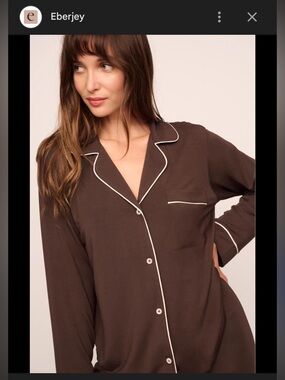 Eberjay Gisele Charcoal Pajama with White Contrast Piping